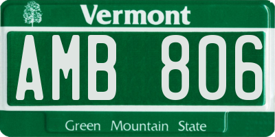 VT license plate AMB806