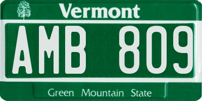 VT license plate AMB809