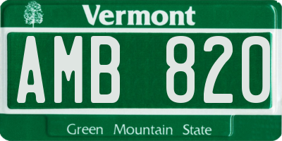 VT license plate AMB820