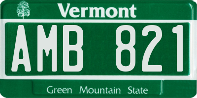 VT license plate AMB821