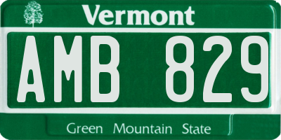 VT license plate AMB829