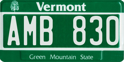 VT license plate AMB830