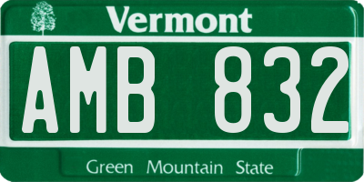 VT license plate AMB832