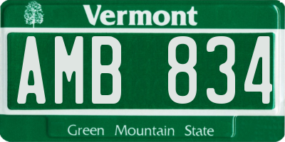 VT license plate AMB834