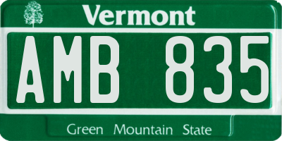 VT license plate AMB835