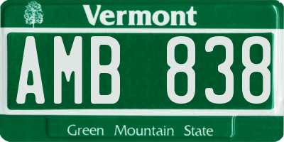 VT license plate AMB838