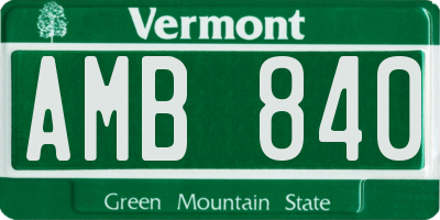 VT license plate AMB840