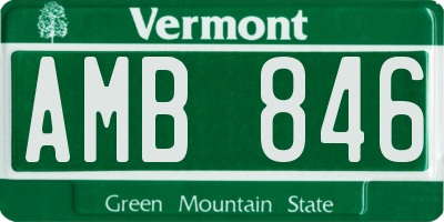 VT license plate AMB846