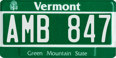 VT license plate AMB847