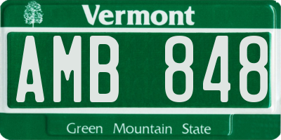 VT license plate AMB848