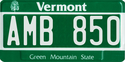 VT license plate AMB850