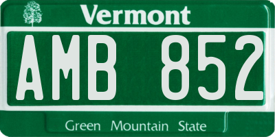 VT license plate AMB852