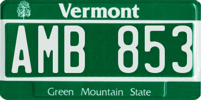 VT license plate AMB853