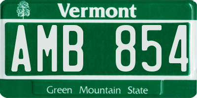 VT license plate AMB854