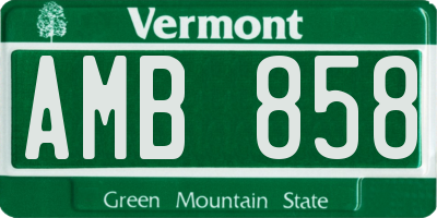 VT license plate AMB858