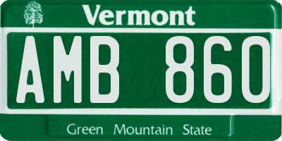 VT license plate AMB860
