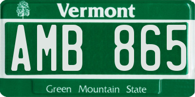 VT license plate AMB865