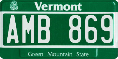 VT license plate AMB869