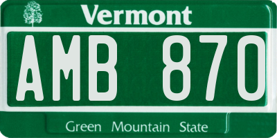 VT license plate AMB870