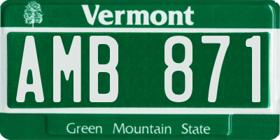 VT license plate AMB871