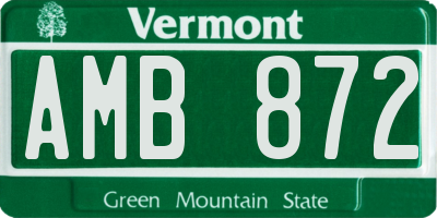 VT license plate AMB872