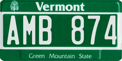 VT license plate AMB874