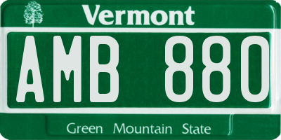 VT license plate AMB880