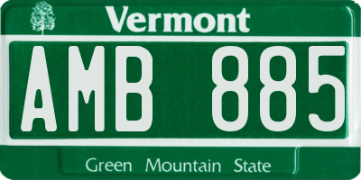 VT license plate AMB885