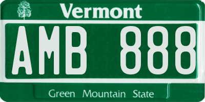 VT license plate AMB888