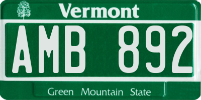 VT license plate AMB892