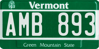 VT license plate AMB893