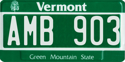 VT license plate AMB903