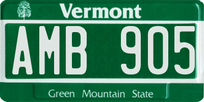 VT license plate AMB905