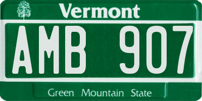 VT license plate AMB907