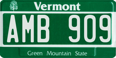 VT license plate AMB909
