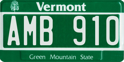 VT license plate AMB910