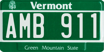 VT license plate AMB911