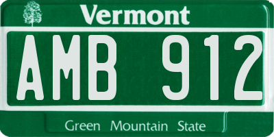 VT license plate AMB912