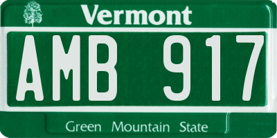 VT license plate AMB917
