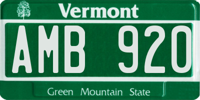 VT license plate AMB920