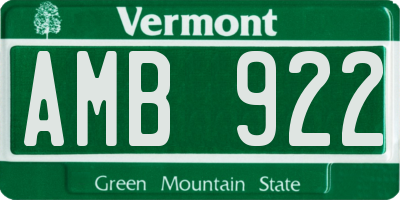 VT license plate AMB922