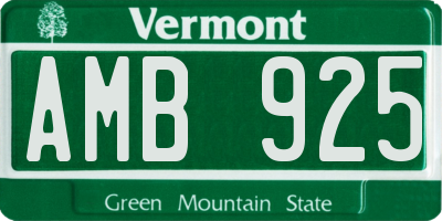 VT license plate AMB925
