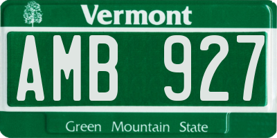 VT license plate AMB927