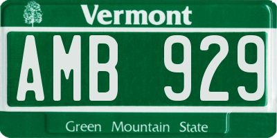 VT license plate AMB929