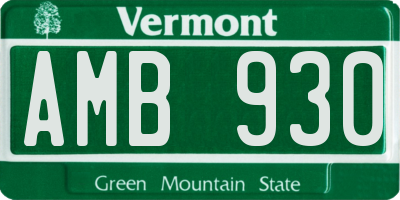 VT license plate AMB930