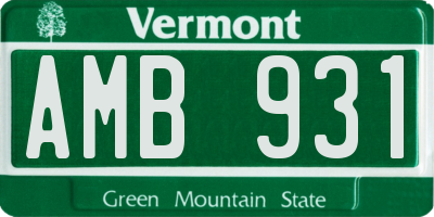 VT license plate AMB931