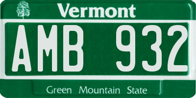 VT license plate AMB932
