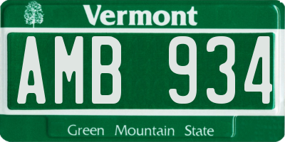 VT license plate AMB934
