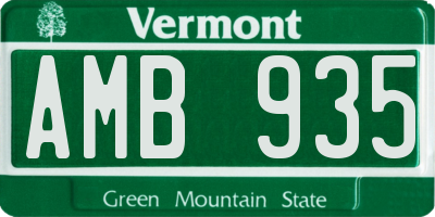 VT license plate AMB935