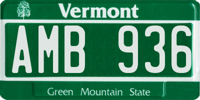 VT license plate AMB936